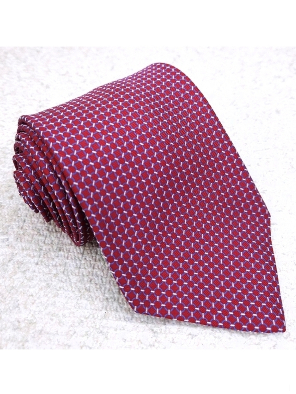 Brooks Brothers Makers Silk Tie Red White Blue Geometric 58" x 3.75"